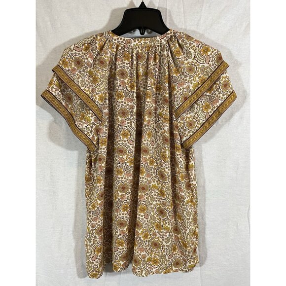 DR2 Large Yellow Gold Floral Tunic Blouse - Picture 5 of 7